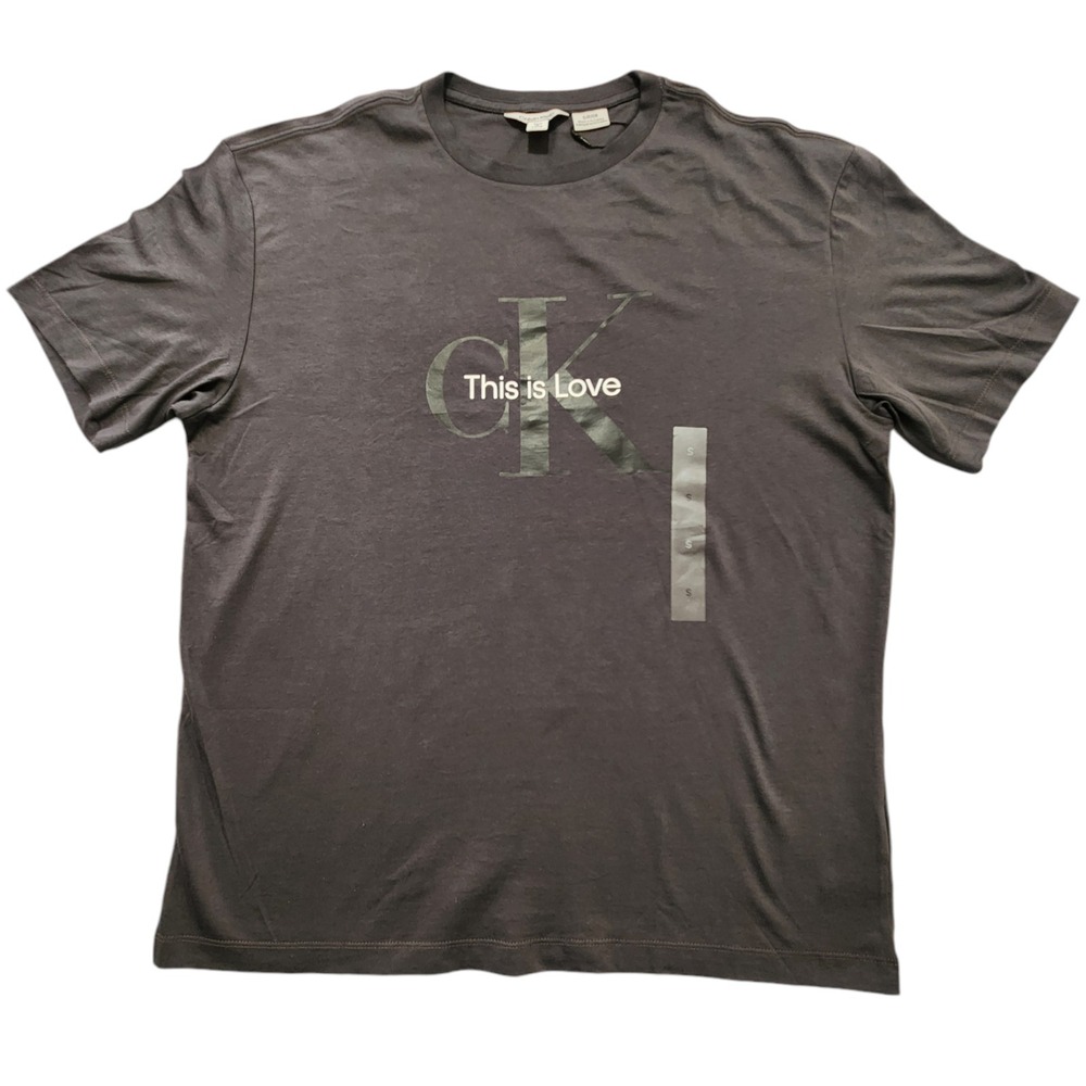 Calvin Klein T-Shirt Relaxed Monogram CK Logo Gray Size‎ S Fit Unisex Tee